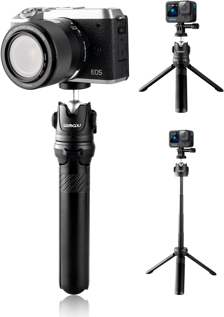 Kompakt Kamera Stativ, Lammcou Mini Tragbar Reisestativ mit Actioncan Stativhalterung, Klein Dreibei