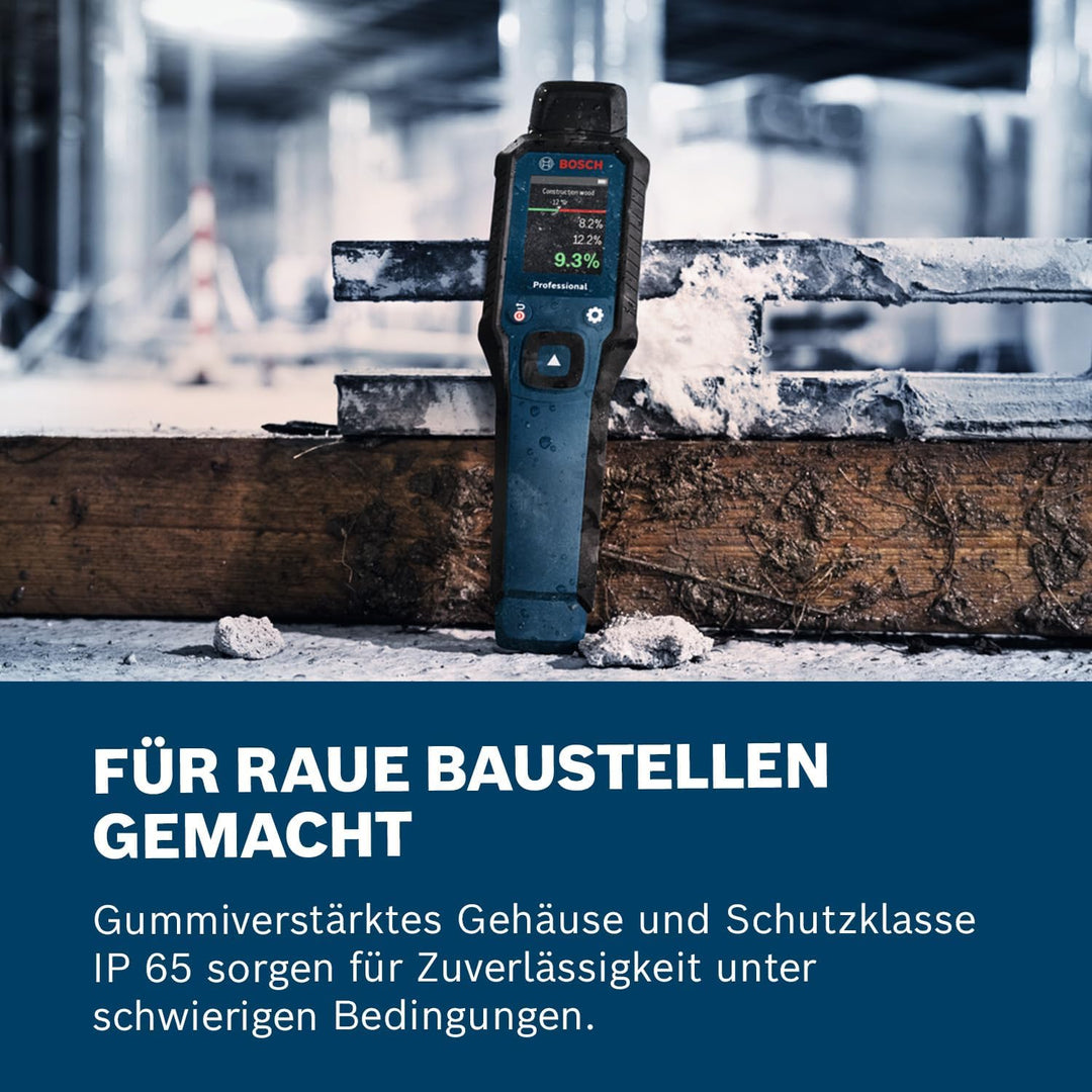 Bosch Professional Pin-Feuchtemessgerät GMP 1-13 (misst 37 Holzarten und 10 Baustoffe, Schutzklasse