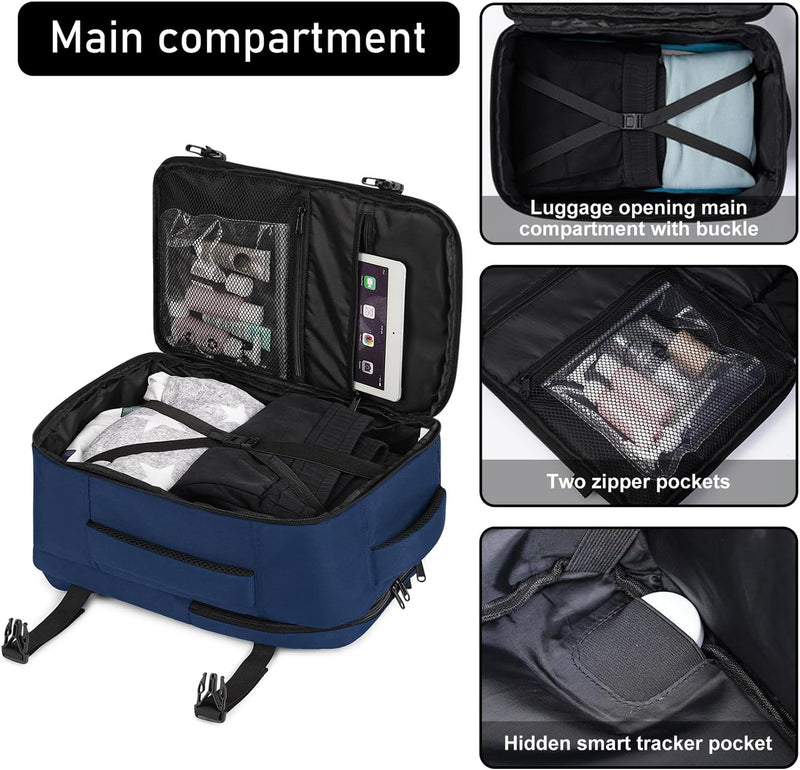 ECOHUB Rucksack 40x20x25 für Ryanair Flugzeug Reiserucksack Handgepäck Gepäck Laptop Daypacks PET-Re