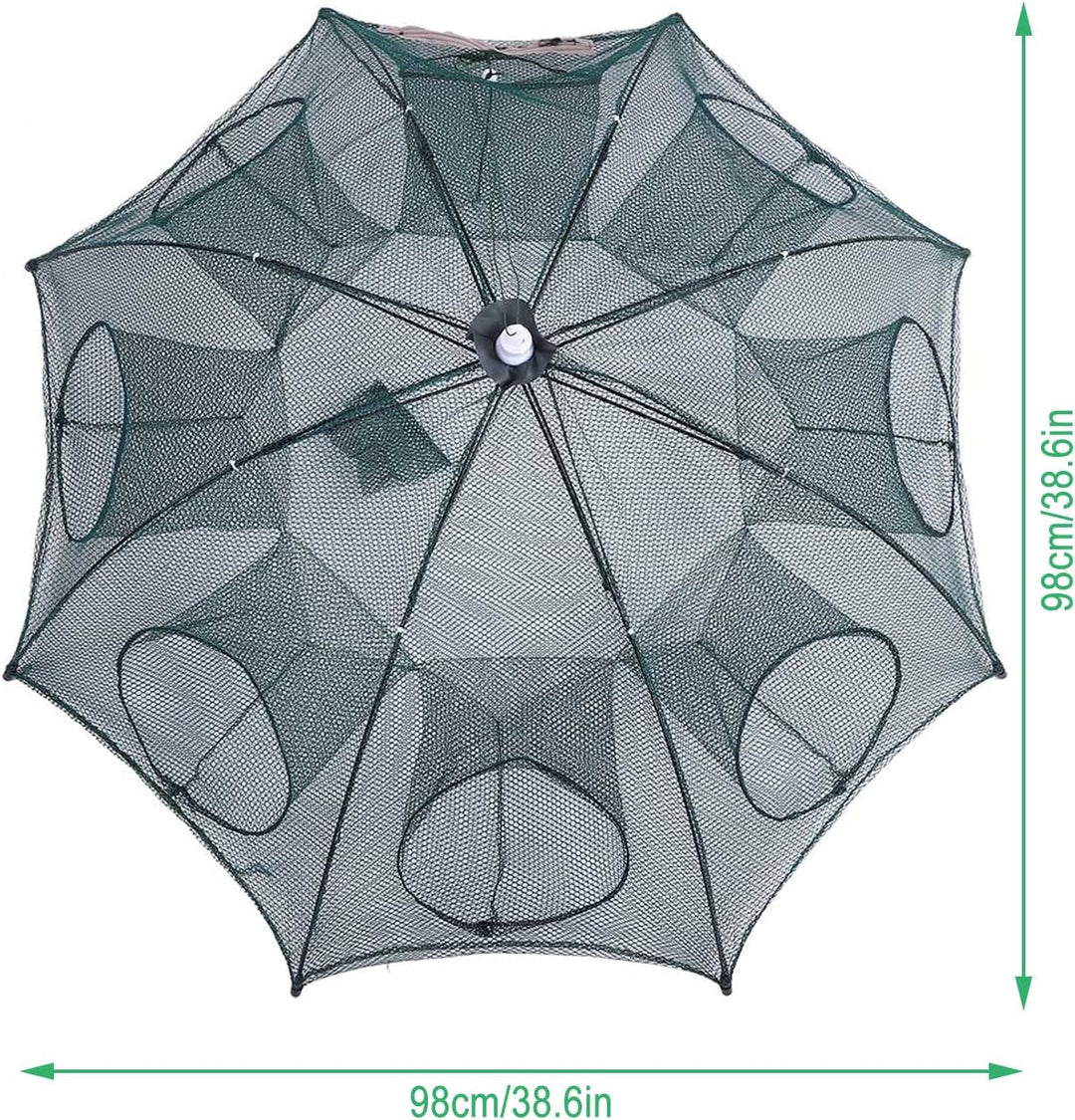 Fischernetz, tragbares Fischreusennetz, 8-Loch-Fischreusen, Fischnetz, faltbares Nylon-Fischernetz z