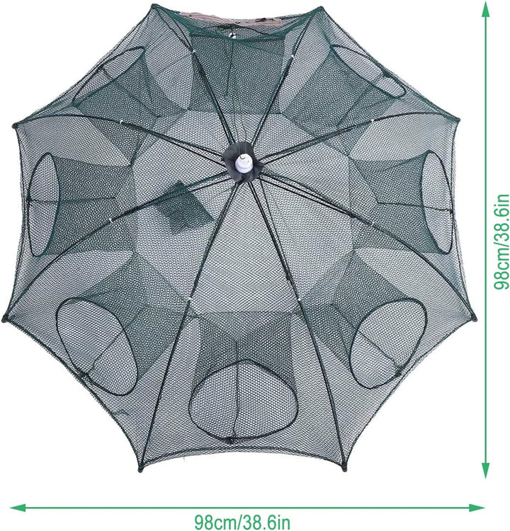 Fischernetz, tragbares Fischreusennetz, 8-Loch-Fischreusen, Fischnetz, faltbares Nylon-Fischernetz z