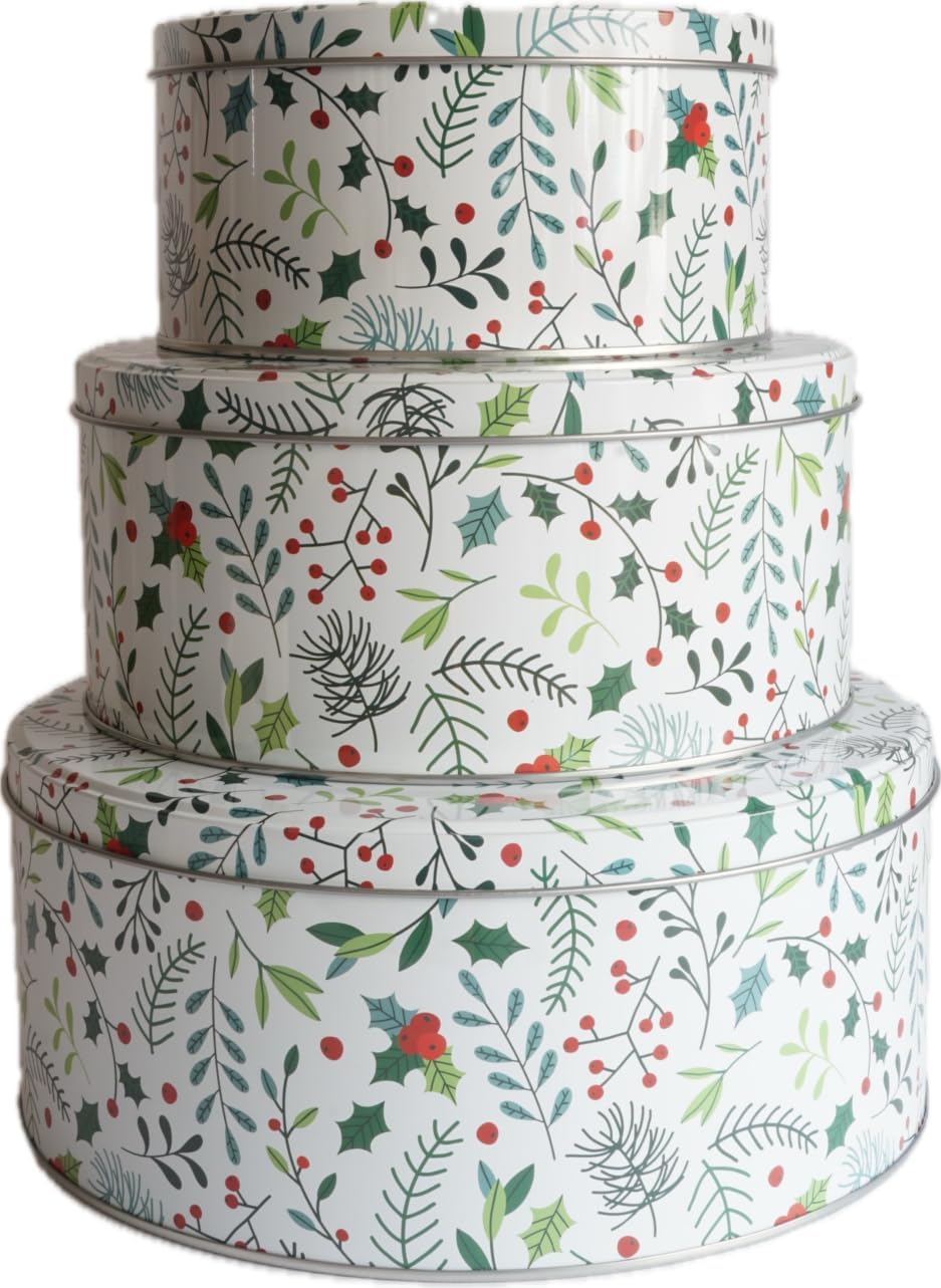 khevga Keksdose Weihnachten Set Plätzchendose aus Blech Set (weiss-bunt), Weiss-bunt