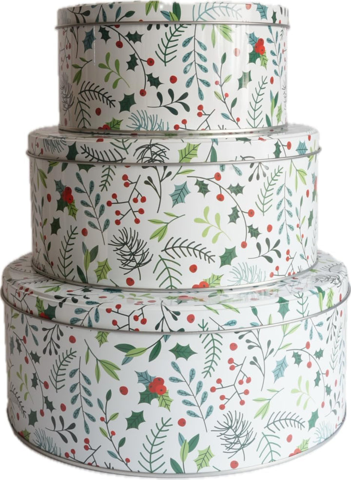 khevga Keksdose Weihnachten Set Plätzchendose aus Blech Set (weiss-bunt), Weiss-bunt