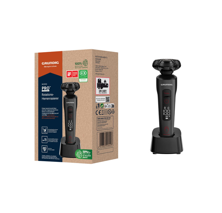 Grundig ProClub MS 9130 Herrenrasierer, BeardCare Sensor, Kunststoff des äusseren Gehäuses aus 61% r