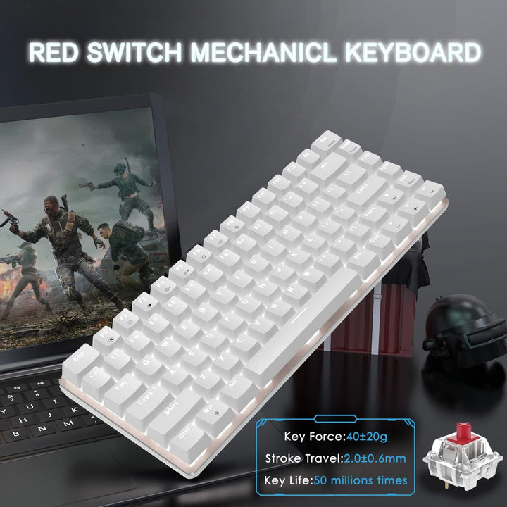 Hotswapple Gaming-Tastatur, 80% Mechanische Rote Schalter Keyboard mit weisse LED-Hintergrundbeleuch
