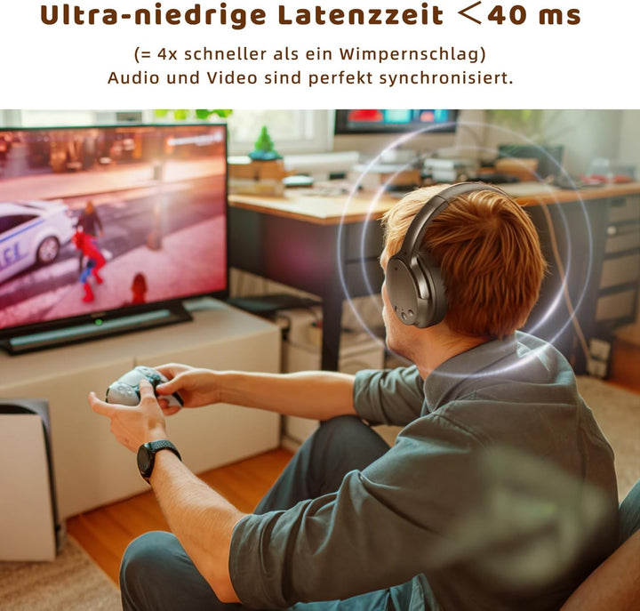 Holdsound Kopfhörer für Fernseher,TV Kopfhörer Kabellos für Senioren mit USB Verlängerungskabel Send