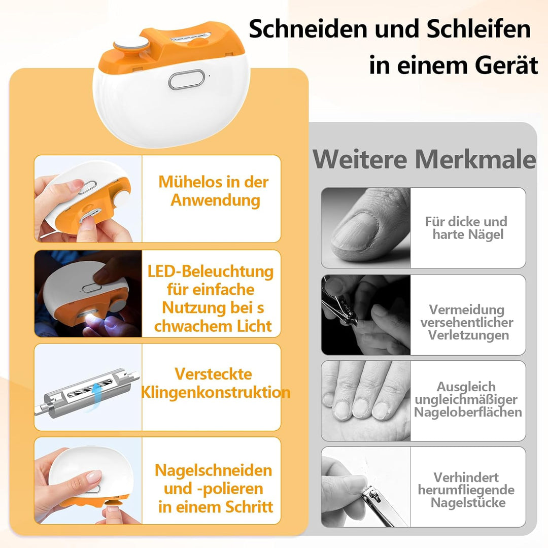2026 Upgrade Elektrischer Nagelknipser, 2 in 1 Elektrische Nagelfeile Schneiden Feilen & Polieren, 2