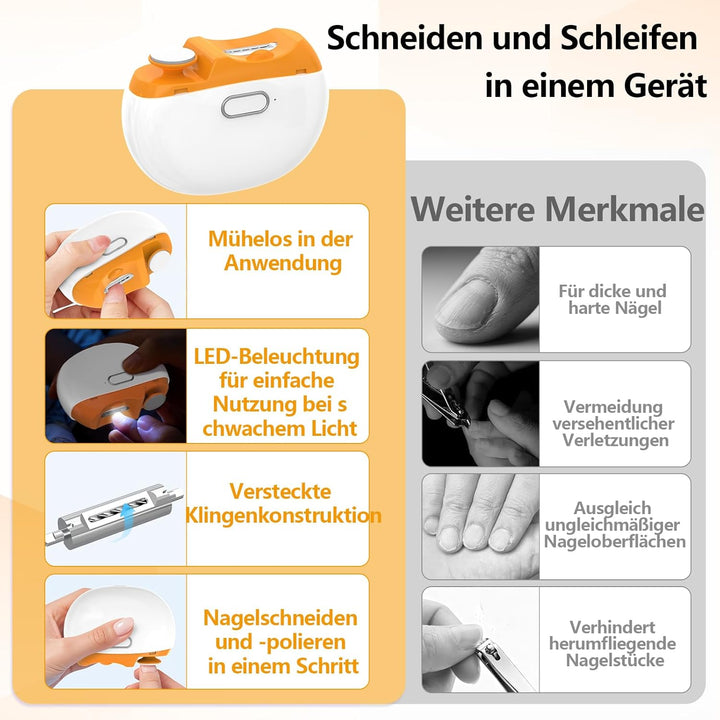 2026 Upgrade Elektrischer Nagelknipser, 2 in 1 Elektrische Nagelfeile Schneiden Feilen & Polieren, 2