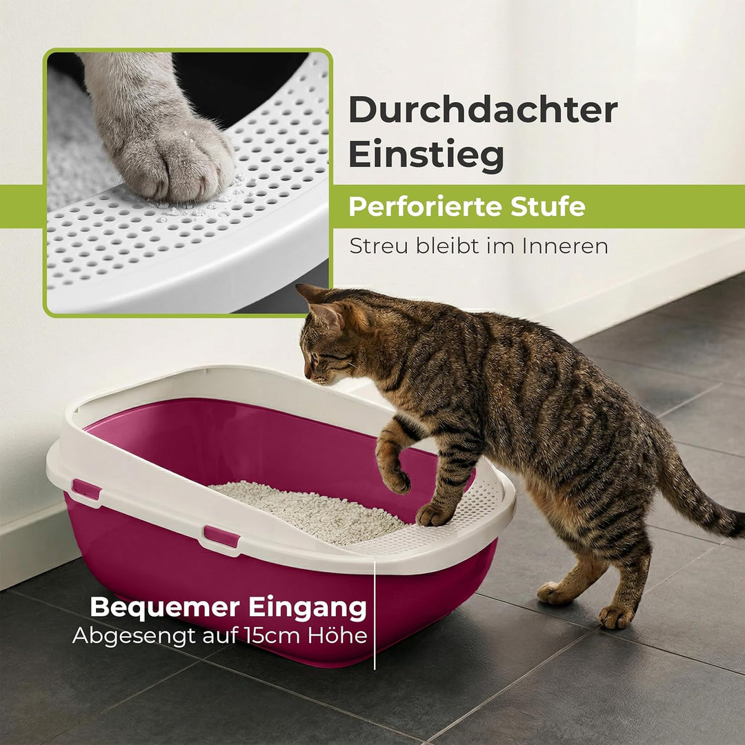 XXL Jumbo Katzentoilette Schale 65 cm pink inkl. Schaufel, pink