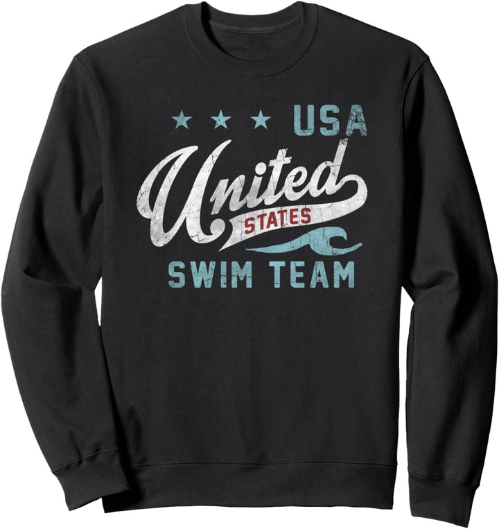 Trendy United States Swim Team Blue And White Sweatshirt