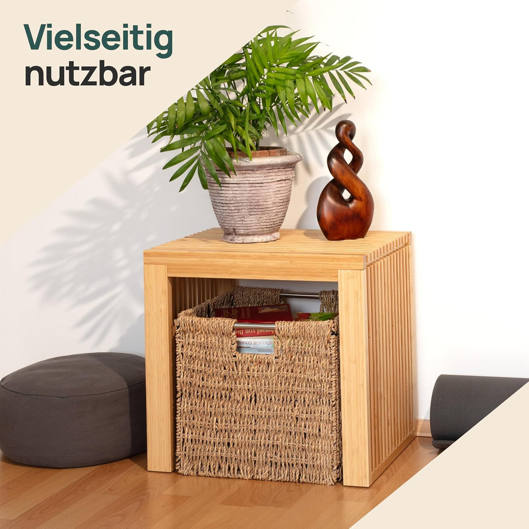 Bambus Holzhocker - Flur Möbel - Sitzbank Flur - Holzbank - Blumenhocker | BAM BOO BOX Bambus Blumen