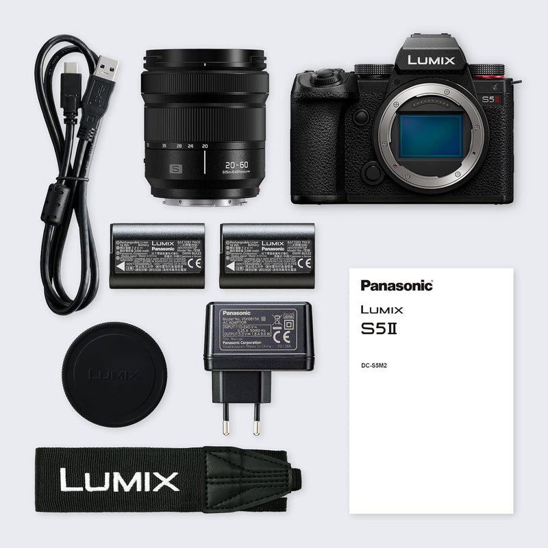 Panasonic LUMIX DC-S5 II Spiegellose Vollformat Kamera mit 20–60 mm F3,5–5,6 Objektiv, 4K 60p und 6K