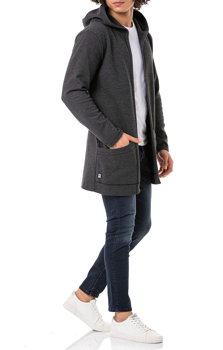 Redbridge Langer Kapuzen-Cardigan Bequemer offener Hoodie für Freizeit und Alltag, Anthrazit