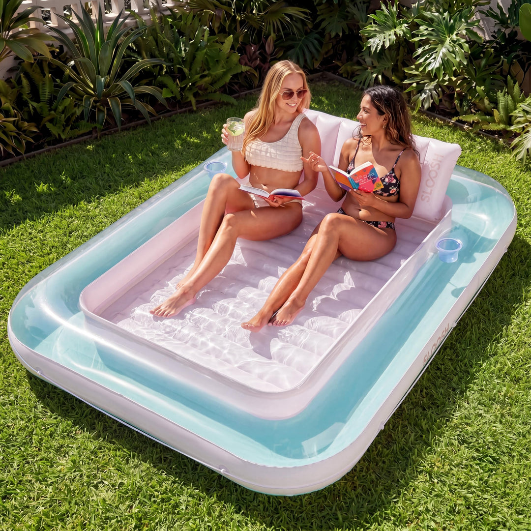 Sloosh aufblasbarer Sonnenpool, Luftmatratzte Pool, Sonnenbad mit abnehmbarem Kissen, persönlicher L