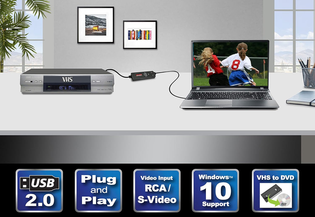 Diamant VC500 Adapterkabel zum Überspielen von VHS-Videos auf DVD, USB 2.0, für Win7, Win8 & Win10
