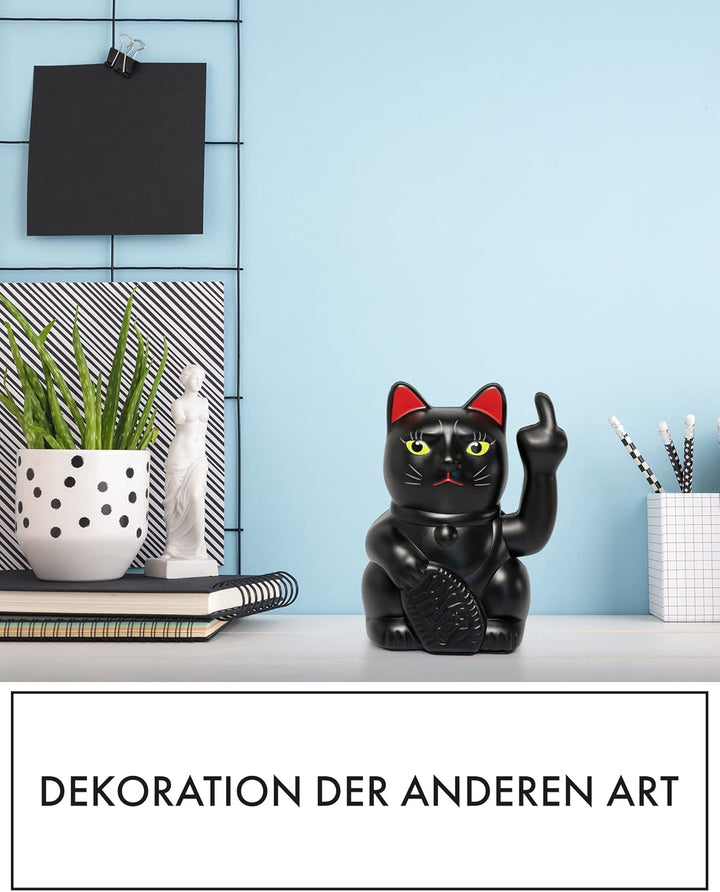 ANGRY CAT - Winkekatze Lucky CAT - Lustige winkende Katze - japanische Winkkatze mit Stinkefinger -