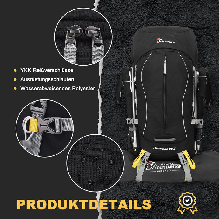 Mountaintop Trekkingrucksack 50L/60L Wanderrucksack Herren Damen Reiserucksack Grosser Rucksack mit