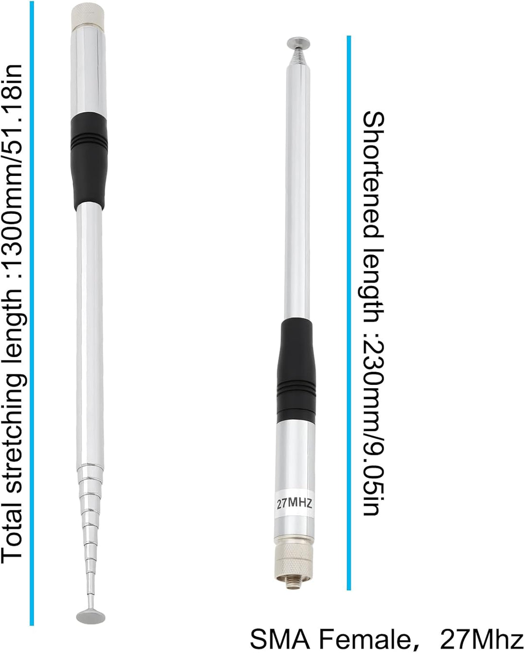 The Lord of the Tools SMA CB-Radioantenne, 27 MHz, Teleskopantenne, kompatibel mit Radtel RT-860 RT-
