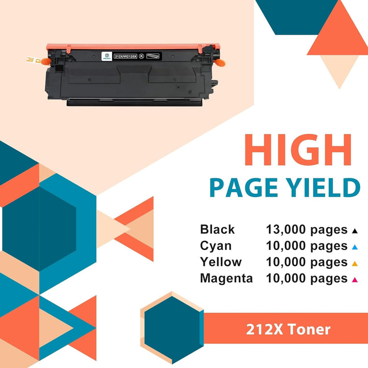 inkalfa [Mit Chip] Kompatibel für HP 212X 212A W2120X W2121X W2122X W2123X Color Laserjet Enterprise