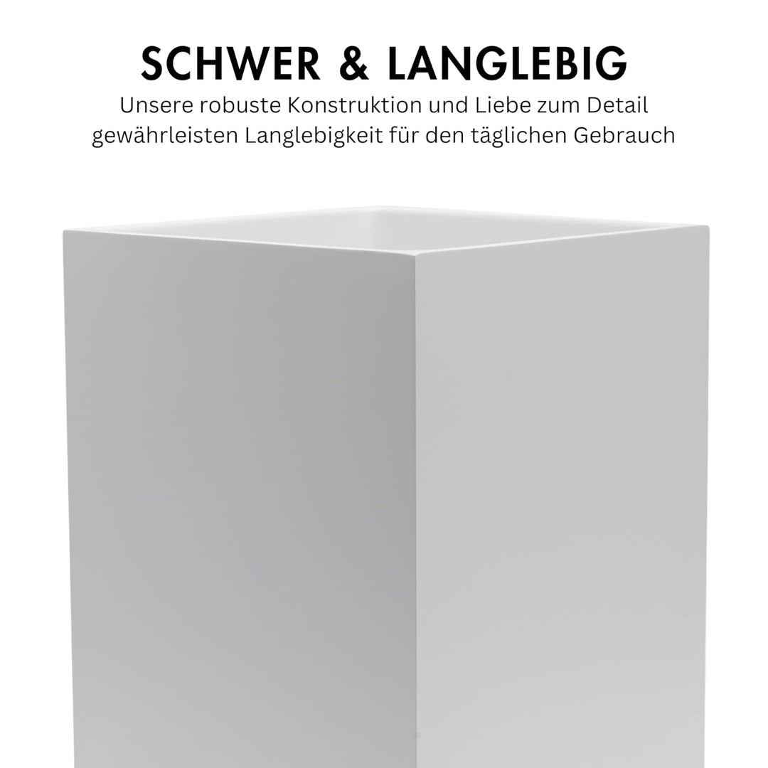 YEW DESIGN Kleiner Eckiger Mülleimer in Weiss Matt, 7,5 L / 2 Gallonen – Papierkorb für Zuhause, Bad