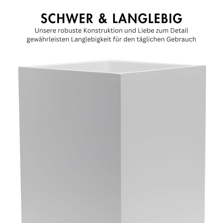 YEW DESIGN Kleiner Eckiger Mülleimer in Weiss Matt, 7,5 L / 2 Gallonen – Papierkorb für Zuhause, Bad