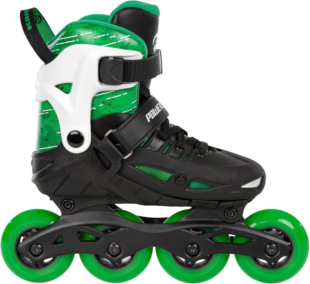 Powerslide Inline Skates Universe 4W Green, grössenverstellbar, Grün für Kinder, ABEC 7 Kugellager,