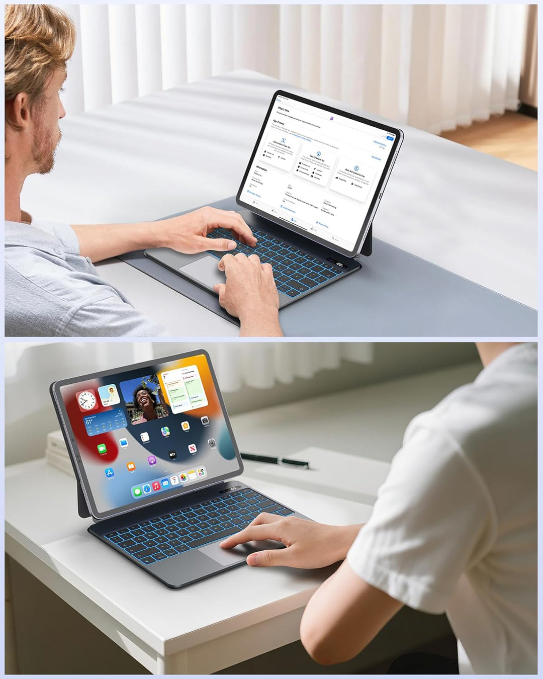 Bettdow für iPad Air 13 Zoll M3 2025/M2 2024/iPad Pro 12.9" 2018-2022 Tastatur Hülle, Leichte Alumin