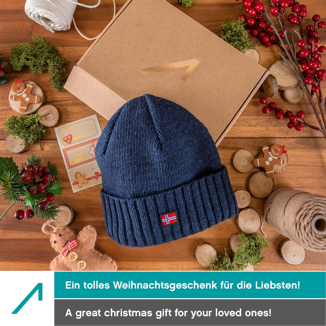 ACE Norway Winter-Mütze - Strick-Mütze aus Schaf-Wolle für Erwachsene - Woll-Beanie für Damen & Herr