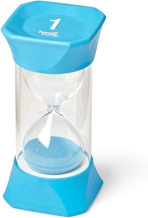Learning Resources Jumbo-Sanduhr, 1-Minute-Sanduhr mit gummierten weichen Endkappen, für ruhige Paus