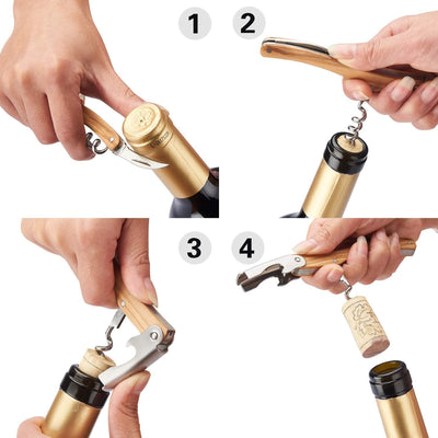LAGUIOLE - Sommelier Korkenzieher, Kapselschneider und Flaschenöffner - Olivenholz