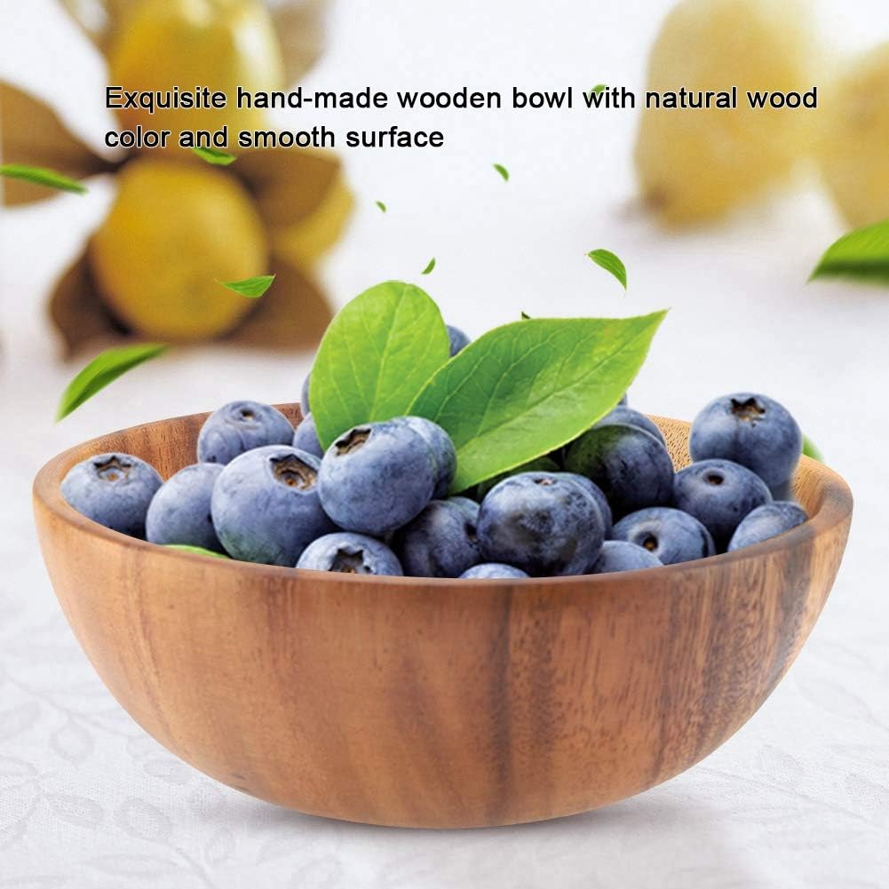 Nimoa Holzschale, Akazienholz Massivem Holzschale, Solid Acacia Holzschale für Salat Suppe Reis Hand