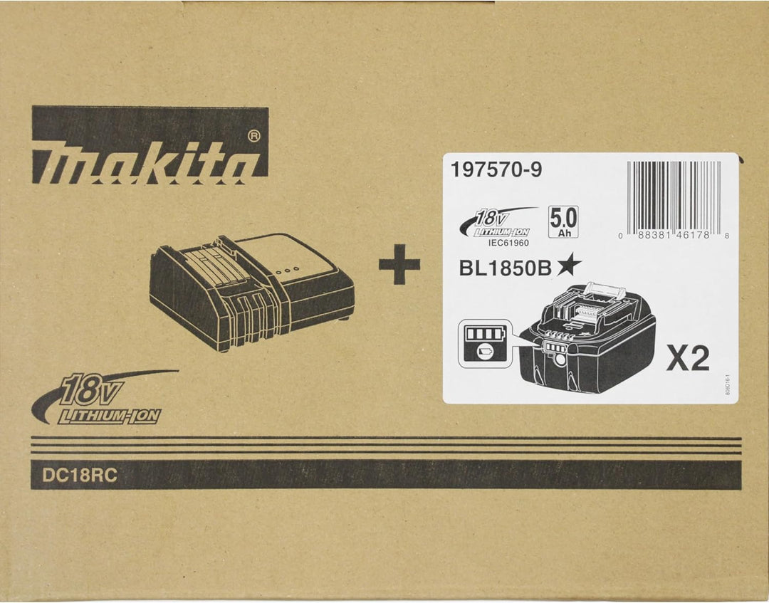 Makita Power Source Kit (2x Werkzeugakku mit Ladestation, Ersatzakkus für Elektrowerkzeuge von Makit