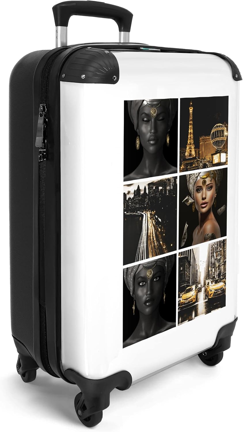 NoBoringSuitcases.com® Koffer Handgepäck Trolley Rollkoffer Kleine Reisekoffer mit 4 Rollen - Frau -
