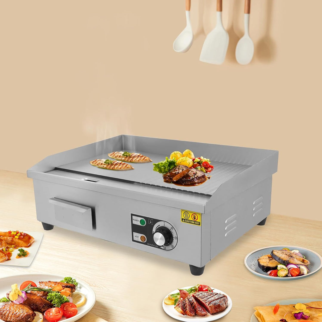 Elektrisch Tischgrill Elektrogrill Edelstahl Grillplatte | 3000W Grillplatte Elektrisch Gastro, Brat