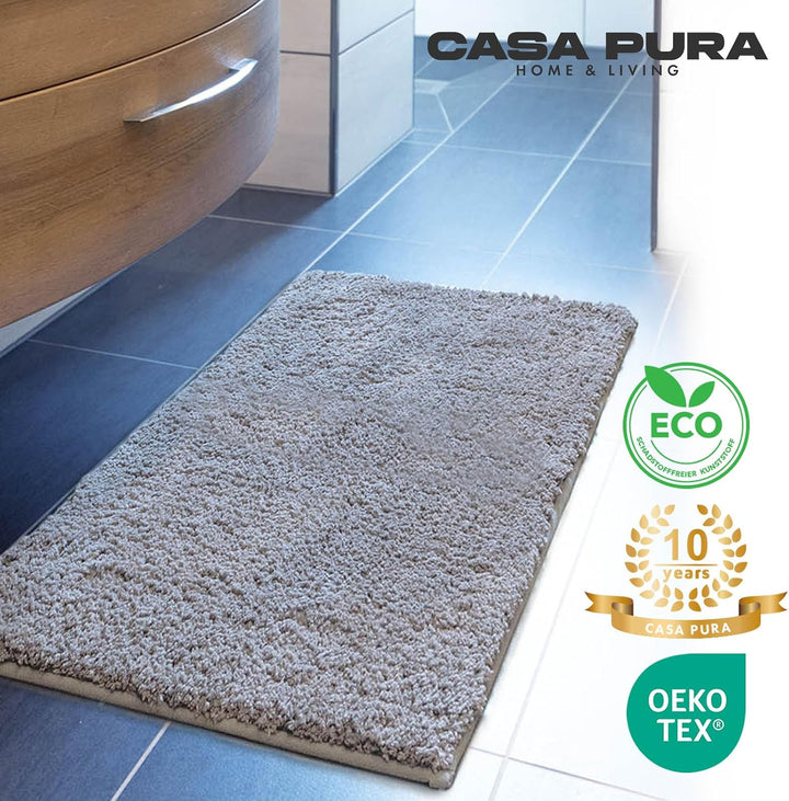 casa pura Badematte weicher, Flauschiger Badezimmerteppich in Shaggy Optik, Badvorleger rutschfest w