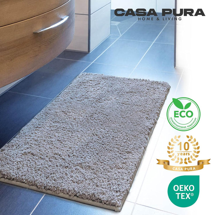 casa pura Badematte weicher, Flauschiger Badezimmerteppich in Shaggy Optik, Badvorleger rutschfest w