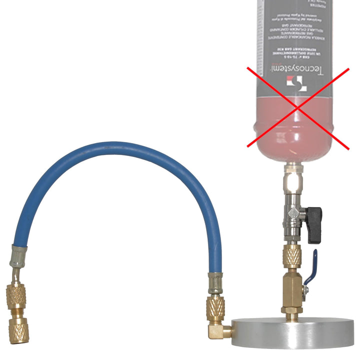 Füllset mit Standfuss für Kältemittel R32-1/2 ACME Linksgewinde - 1/4 SAE M