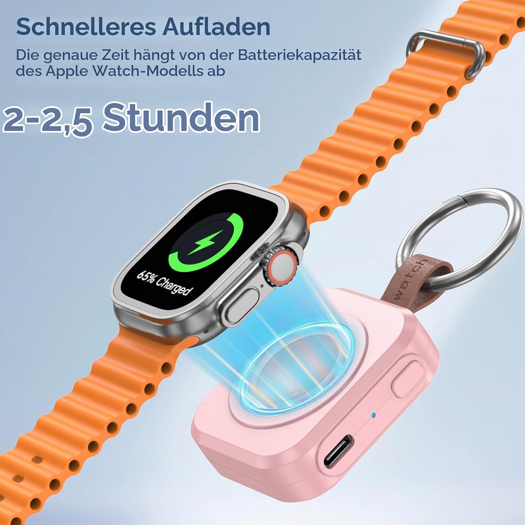 Tragbares Ladegerät für Apple Watch, iWatch-Ladegerät mit Schlüsselanhänger, 1200 mAh Magnetisches i