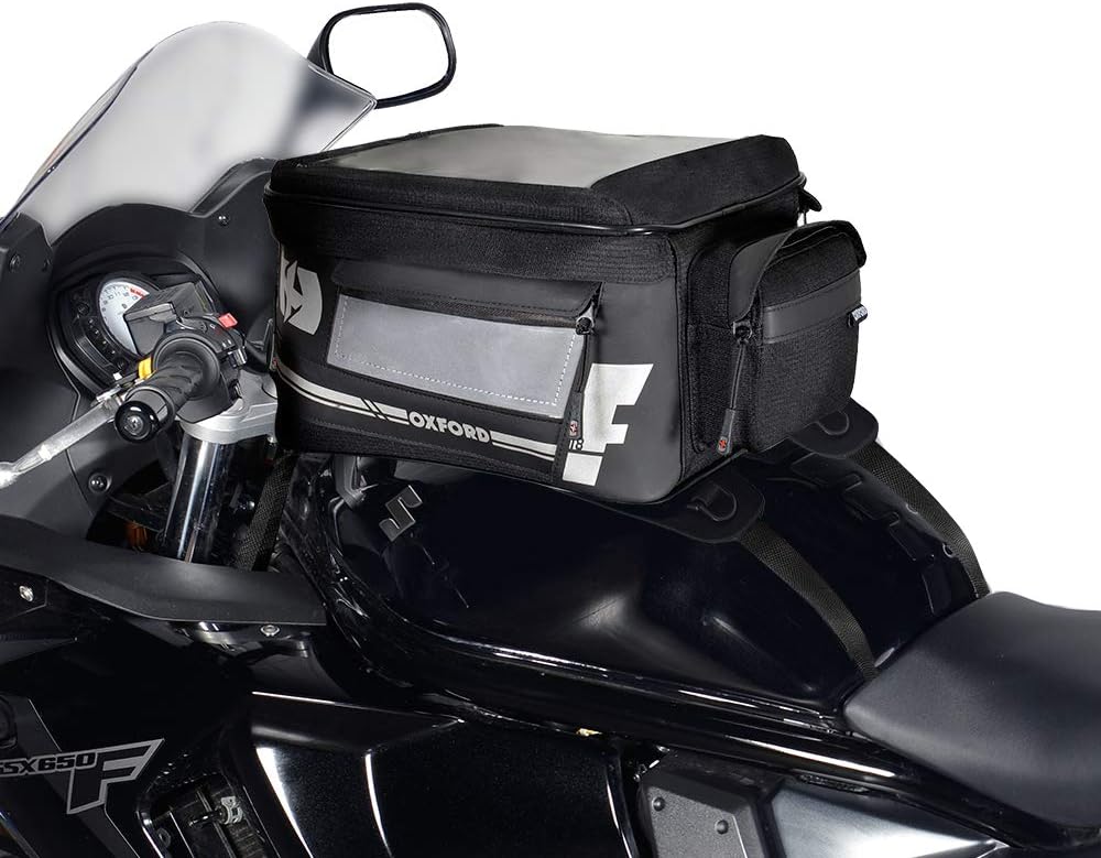 Oxford Gepäck F1  Motorrad 18L klein Gurt auf Tank Tasche  -  schwarz Standard 18L US Schwarz, Stand