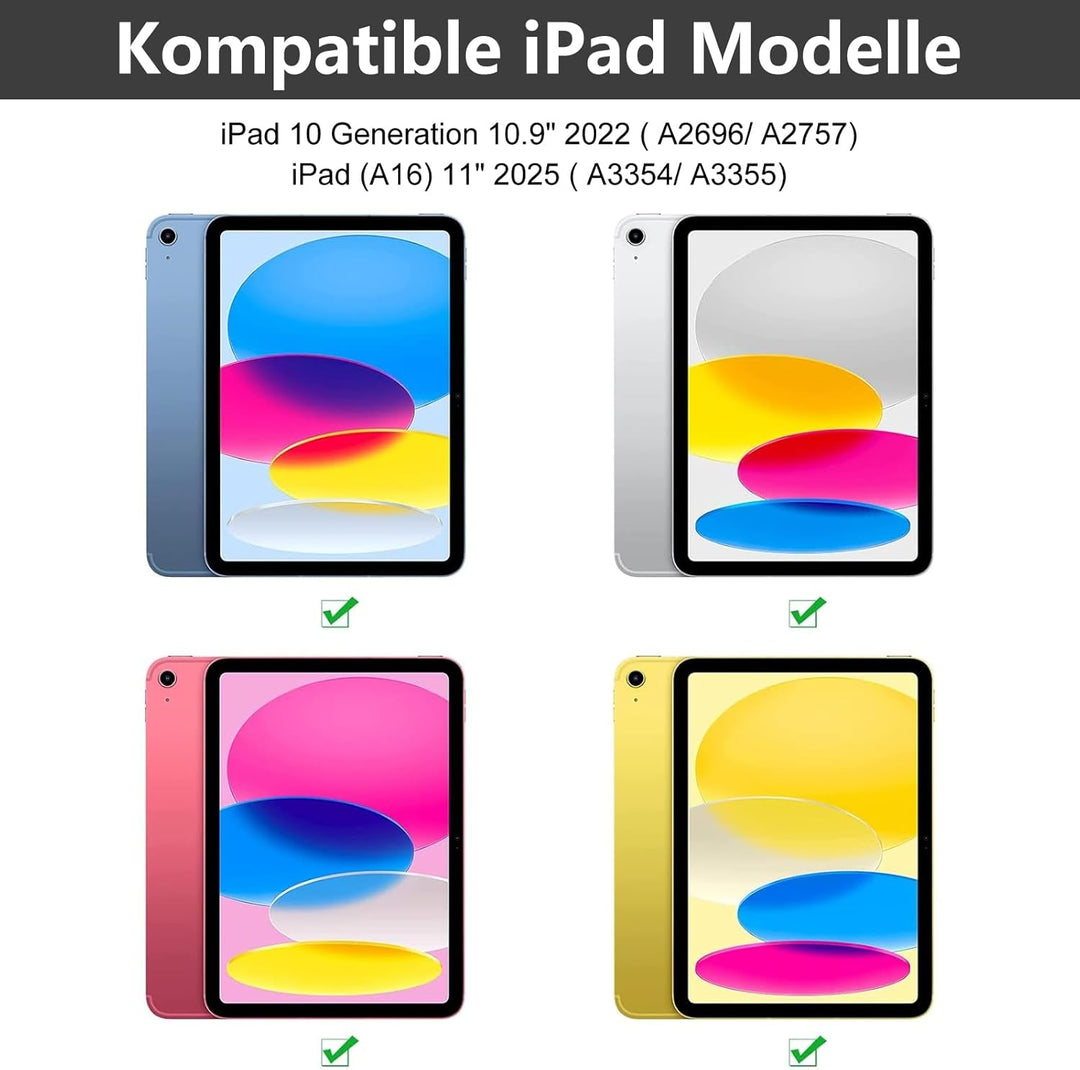 iPad 10 Generation Tastatur Hülle, Hülle mit Tastatur für iPad 10th Gen 2022 10.9 Zoll, QWERTZ Layou