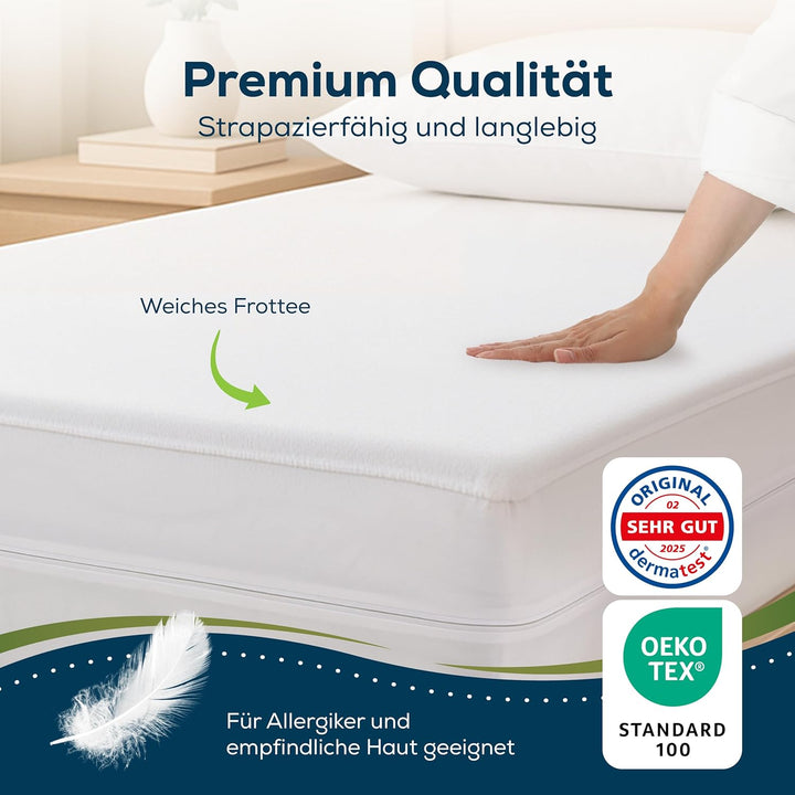 Sensalou Matratzenschoner 100 x 200 x 30 cm Wasserdicht und Milbendicht als Rundumbezug gegen Milben