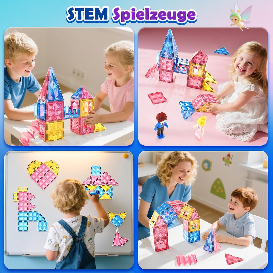 Soyee Magnetische Bausteine 58 Teile Montessori Spielzeug ab 3 4 5 6 7 Jahre Magnetbausteine Geschen