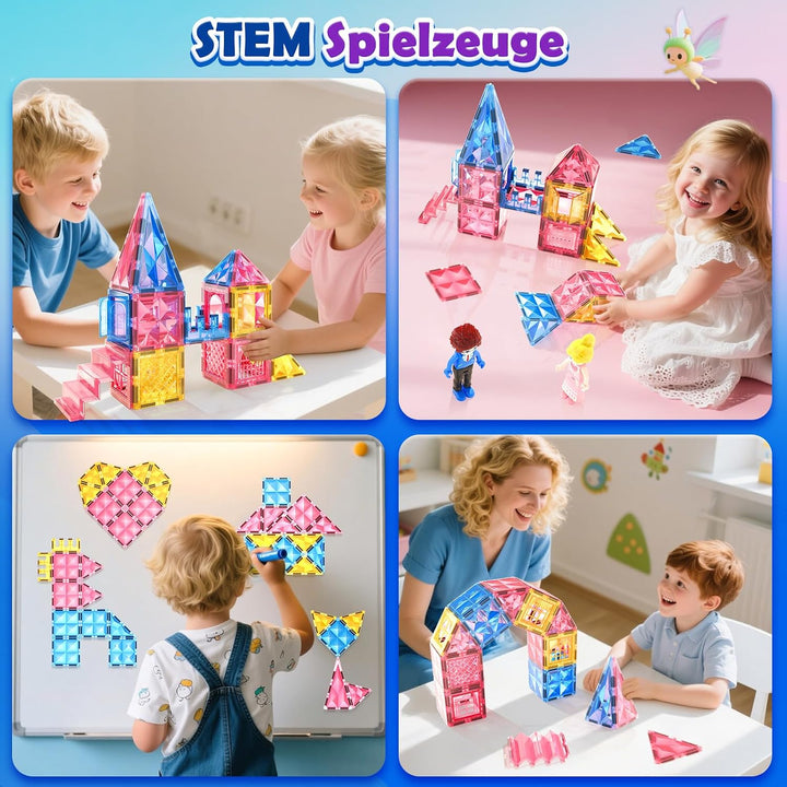 Soyee Magnetische Bausteine 58 Teile Montessori Spielzeug ab 3 4 5 6 7 Jahre Magnetbausteine Geschen
