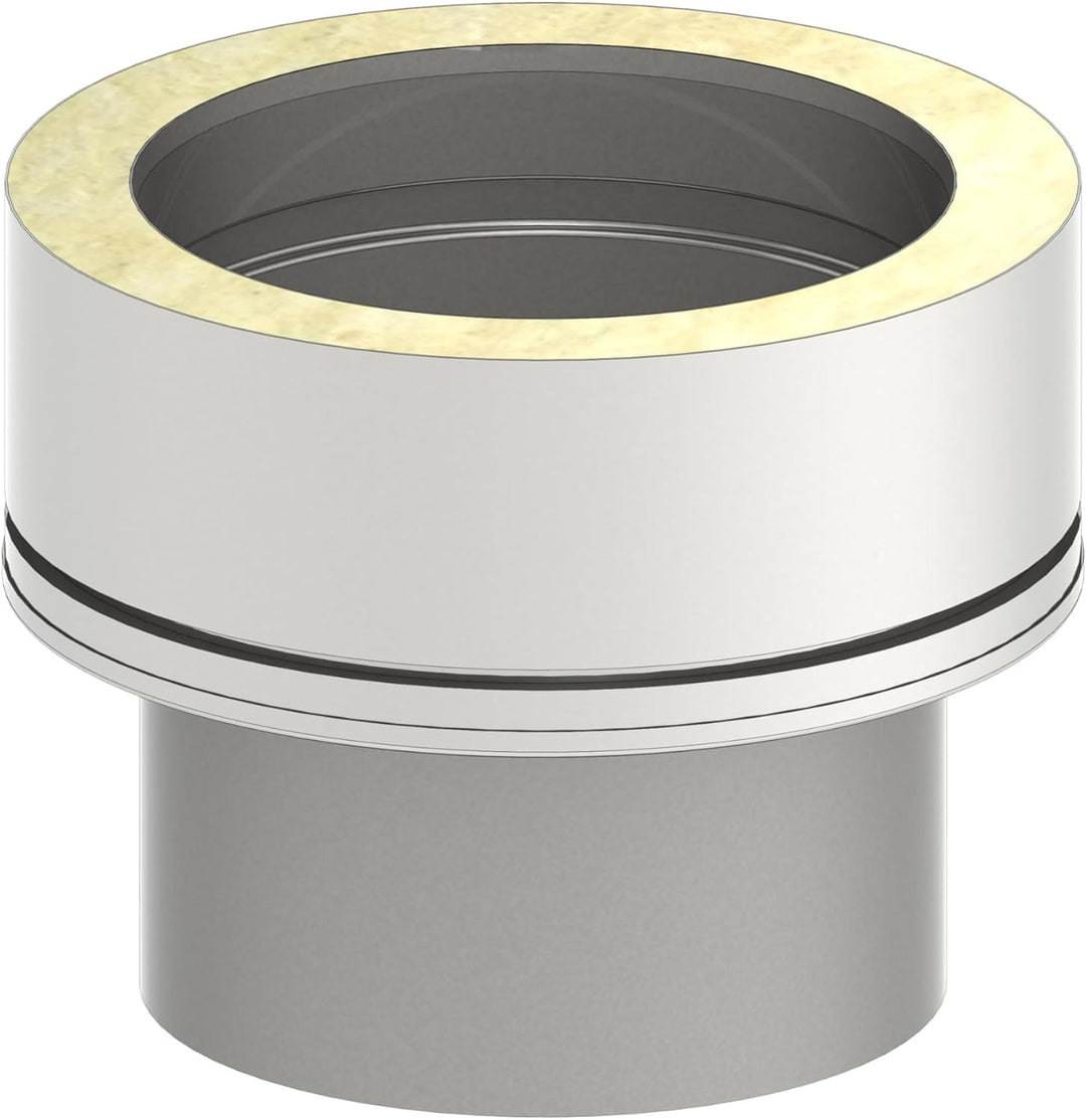 H&amp;M New Line Edelstahlschornstein Schornstein Einzelteil doppelwandig Abgaskupplung EW zu DW Ø130mm