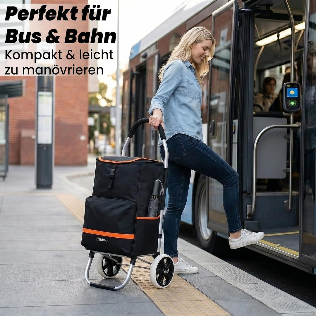 Eskey Einkaufstrolley mit Kühlfach – Robuster Einkaufstrolley klappbar faltbar – Wasserdichter Einka