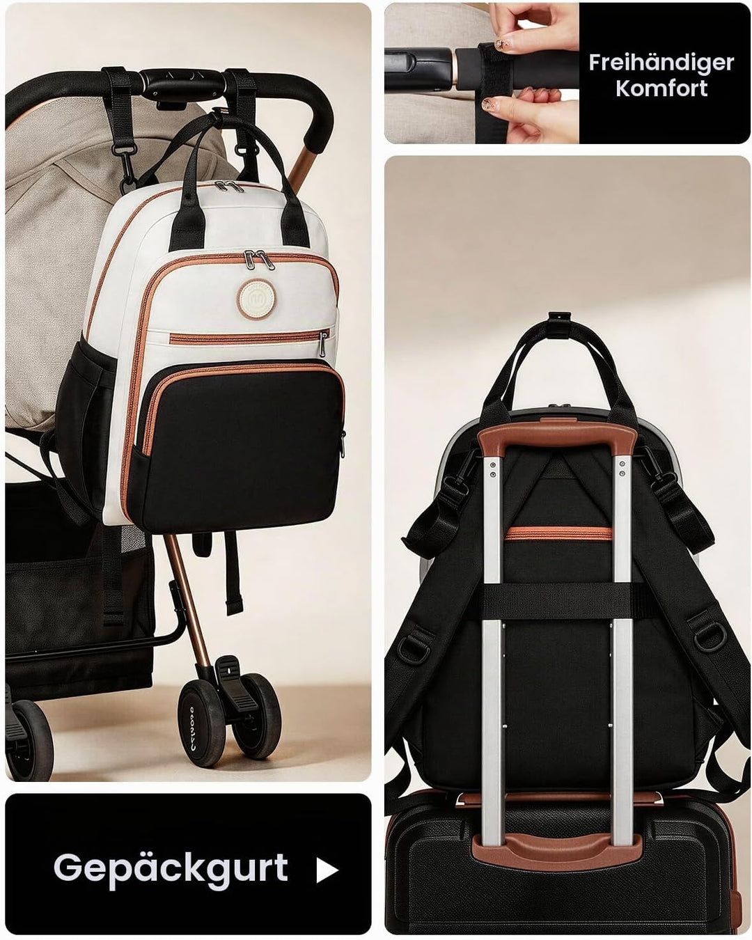 Miss Lulu Baby Wickelrucksack Gross Reiserucksack für Mama und Papa mit Kinderwagengurte Isolierter