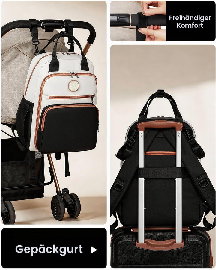 Miss Lulu Baby Wickelrucksack Gross Reiserucksack für Mama und Papa mit Kinderwagengurte Isolierter