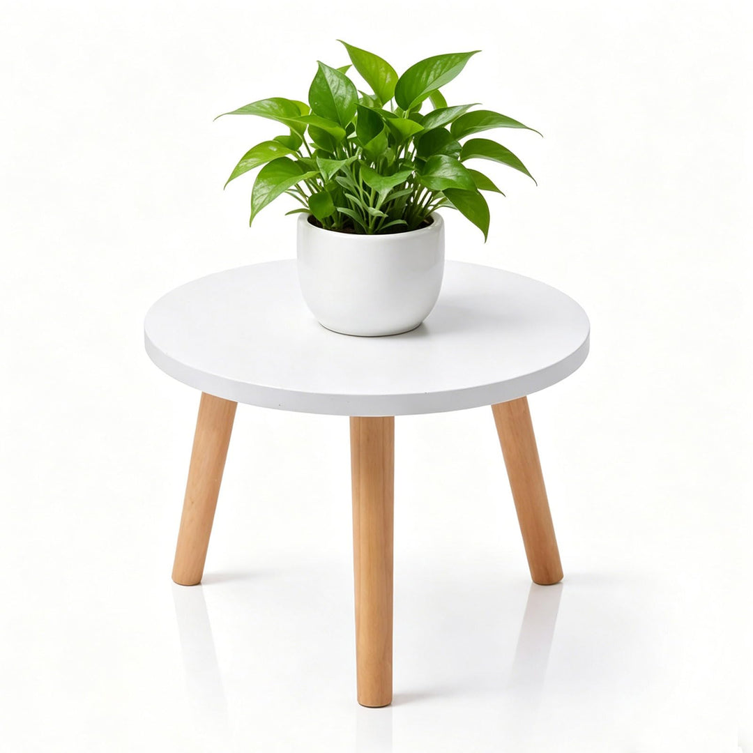 Pflanzenhocker aus Holz, Blumenhocker für Innen & Balkon, Pflanzenständer Stabil Rund, Blumenständer