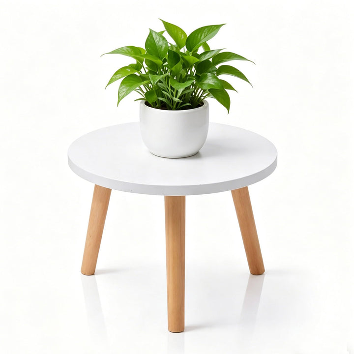 Pflanzenhocker aus Holz, Blumenhocker für Innen & Balkon, Pflanzenständer Stabil Rund, Blumenständer