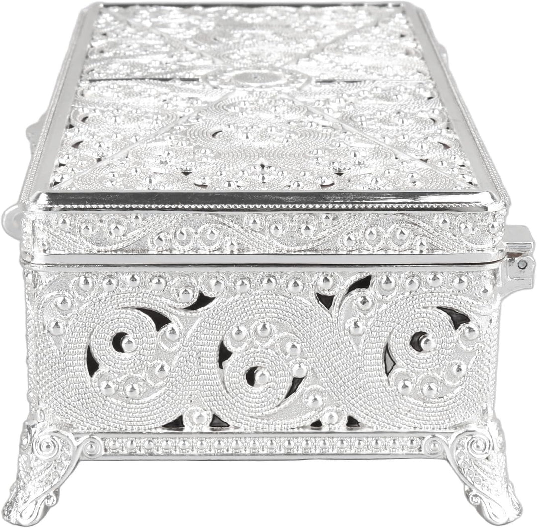 Ejoyous Vintage-Schmuckschatulle aus Metall, Legierungsmaterial, Weiches Samt-Interieur, Elegantes D